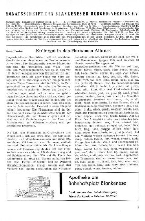Kulturgut in den Flurnamen Altonas