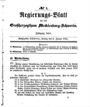 Regierungsblatt für Mecklenburg-Schwerin. 1851