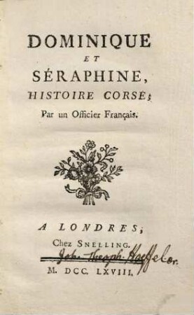 Dominique Et Séraphine : Histoire Corse