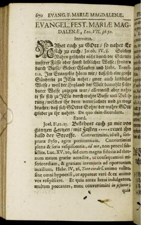 Evangel. Fest. Mariæ Magdalenæ