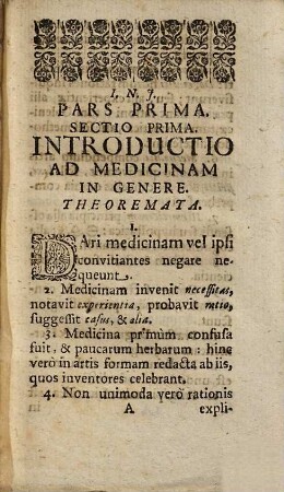 Georgii Wolffgangi Wedelii Theoremata medica : seu introductio ad medicinam, certis theorematibus, juxta ductum institutionum medicarum, absoluta, ad legendum & disputandum proposita