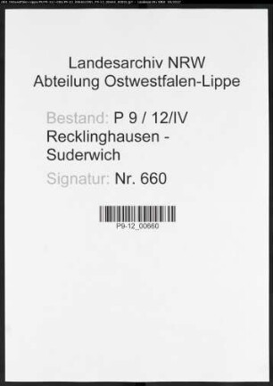 Sterberegister Standesamt IV Recklinghausen-Stadt