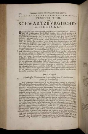 Fünffter Theil der Schwartzburgischen Chronicken.