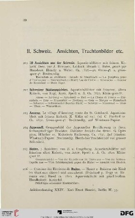 Schweiz. Ansichten, Trachtenbilder etc. (Nr. 201-274)