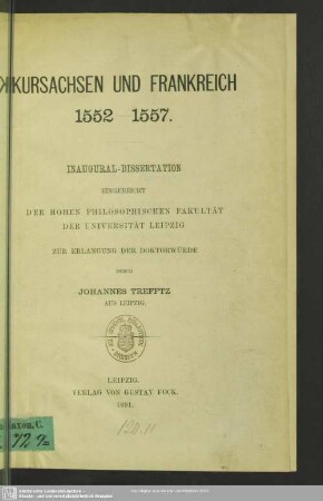 Kursachsen und Frankreich : 1552 - 1557