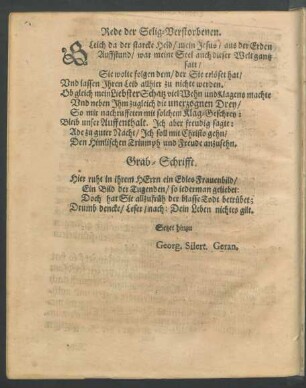 Rede der Selig-Verstorbenen.