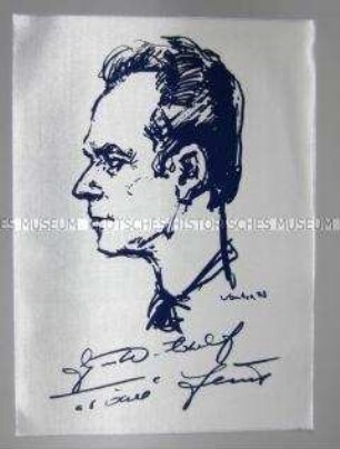 Gewebe mit Porträt von Gustav-Adolf Schur
