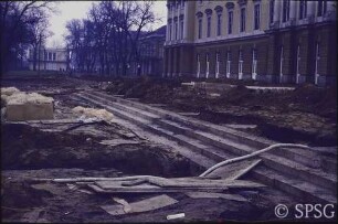 Berlin, Schloss Charlottenburg, Bauarbeiten Terasse.