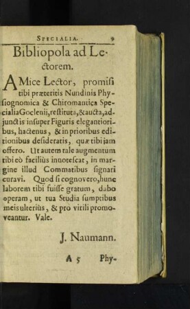 Bibliopola ad Lectorem.