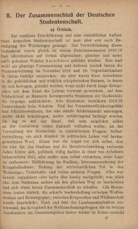 II. Der Zusammenschluß der Deutschen Studentenschaft
