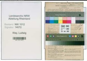Entnazifizierung Ludwig Von Der Way , geb. 08.04.1885 (Tabakwarenhaendler)