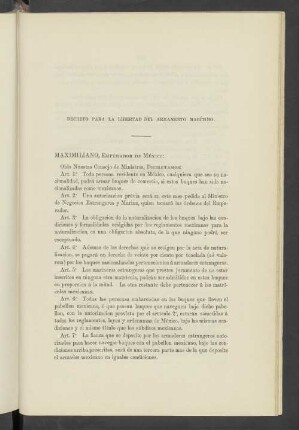 Decreto Para La Libertad Del Armamento Marítimo