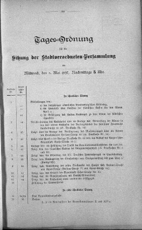 Tages-Ordnung, 5. Mai 1897
