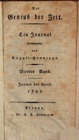 Der Genius der Zeit : ein Journal. 4, 4. 1795