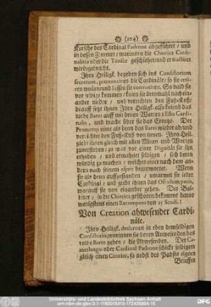 Von Creation abwesender Cardinäle.