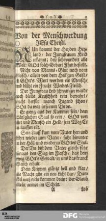 Von der Menschwerdung Jesu Christi.