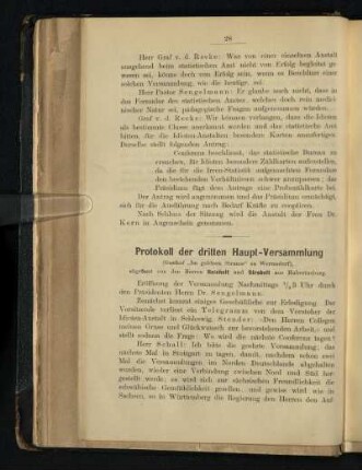 Protokoll der dritten Haupt-Versammlung