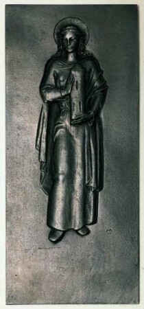 Plakette mit Darstellung der Heiligen Barbara