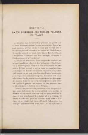 Chapitre VIII: Vie religieuse des émigrés en France.