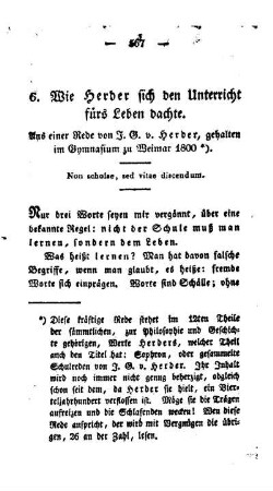 Wie Herder sich den Unterricht fürs Leben dachte