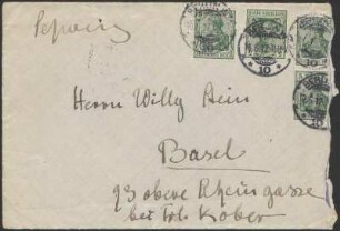 Brief von Dora Hitz an Wilhelm Stein