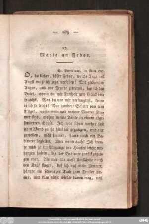 17. Marie an Fedor. St. Petersburg, im März 1727.