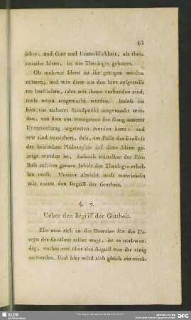§. 7. Ueber den Begriff der Gottheit