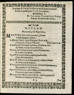 II. Metrum Martinale & Nuptiale.