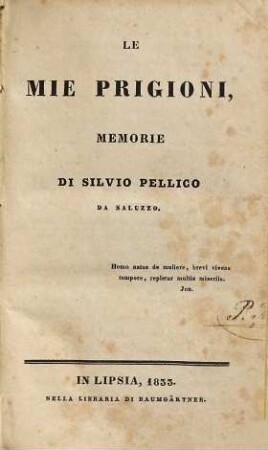 Le mie Prigioni : memorie