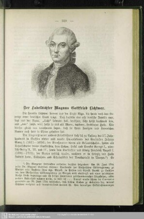 Der Fabeldichter Magnus Gottfried Lichtwer