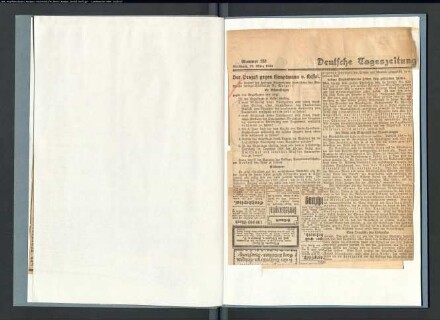 Zeitungsausschnitte über den Prozess gegen Hauptmann von Kessel