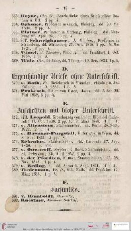 E. Zuschriften mit bloßer Unterschrift (Nr. 372 - 380)