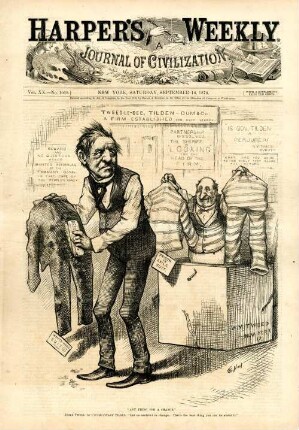 "Any thing for a change." Exile Tweed to usufructuary Tilden. "Let us usufruct or change. That's the best thing you can do about it." : Tweed bietet Tilden Häftlingskleidung im Tausch gegen einen Frack an