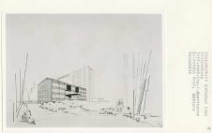 Krankenhaus, Berlin-Tiergarten (Diplomarbeit bei Kurt Dübbers): Perspektivische Ansicht