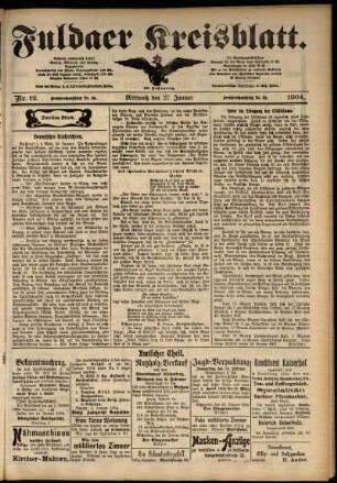 Zweite Ausgabe vom Mittwoch, den 27. Januar 1904.