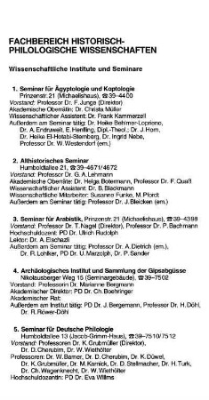 Fachbereich Historisch-Philologische Wissenschaften