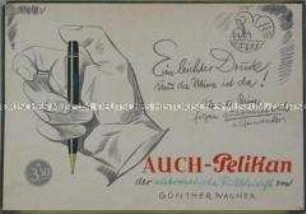 Werbeaufsteller / -schild "Auch-Pelikan" Bleistifte "der automatische Füllbleistift"