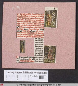 Missale-Fragment mit Heiligen.