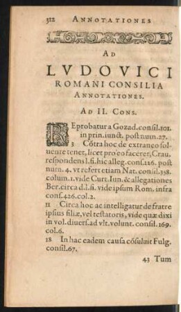 Ad Ludovici Romani Consilia Annotationes.