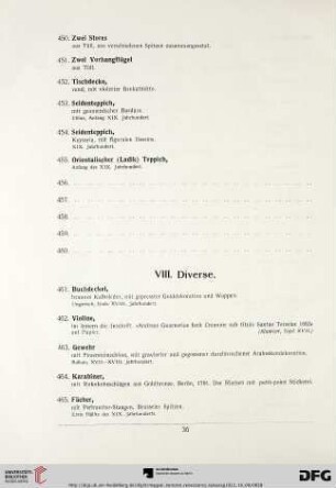 VIII. Diverse (Nr. 461-469)