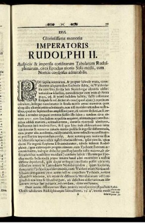 DIVI, Gloriosissimae memoriae Imperatoris Rudolpi II.