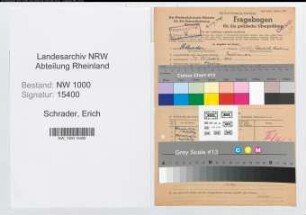 Entnazifizierung Erich Schrader, geb. 22.10.1895 (Postbeamter)