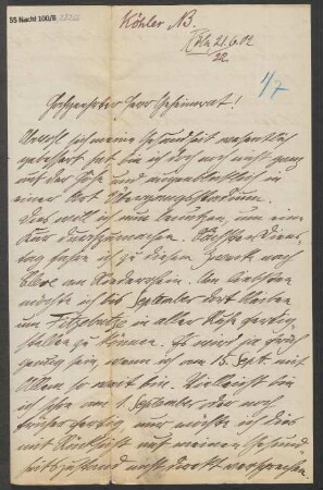 Brief an Ludwig Strecker  und B. Schott's Söhne : 21.06.1902