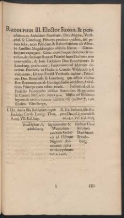Rudolphus III. Elector Saxon. ...