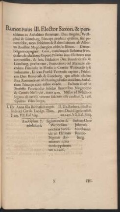 Rudolphus III. Elector Saxon. ...