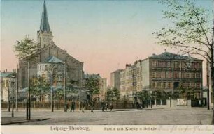 Leipzig-Thonberg: Partie mit Kirche u. Schule