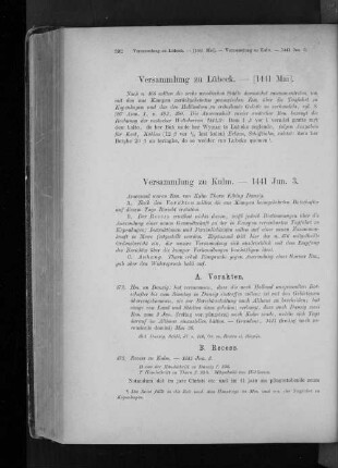 Versammlung zu Lübeck. - (1441 Mai).