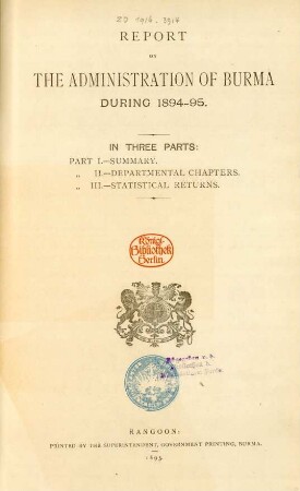 1894/95: Report on the administration of Burma