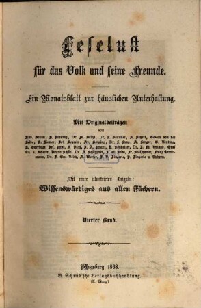 Leselust für das Volk und seine Freunde : ein Monatsblatt zur häuslichen Unterhaltung, 1868,7/12 = Bd. 4
