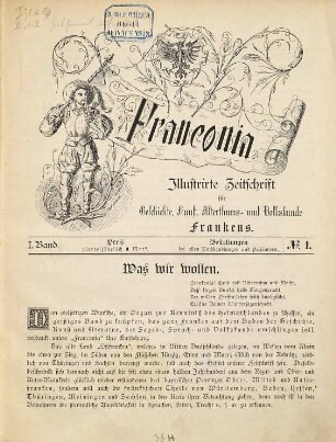 Franconia : illustrierte Zeitschrift für Geschichte, Kunst, Althertums- und Volkskunde Frankens. 1. 1882/83